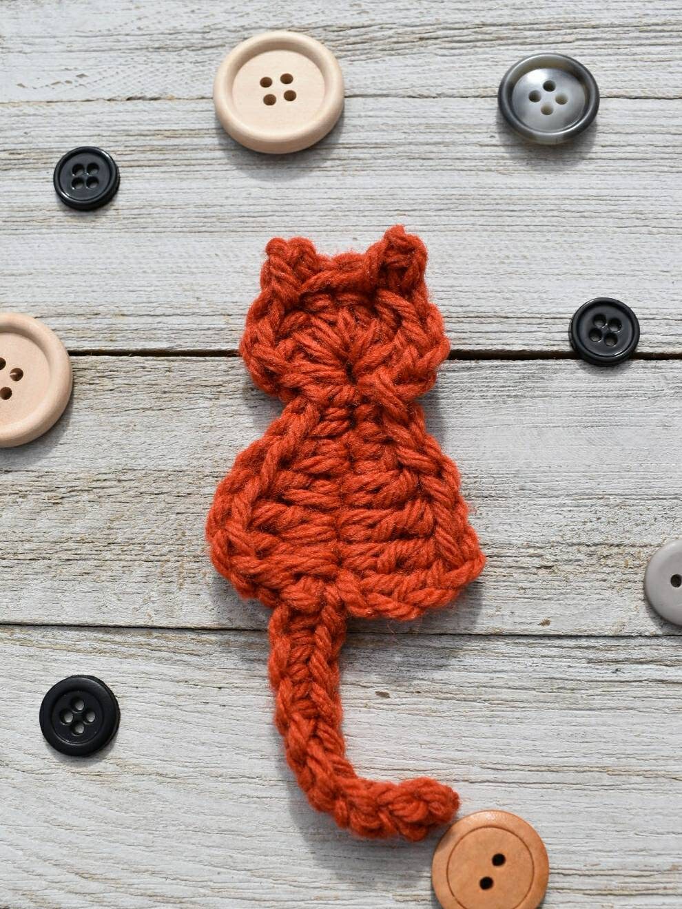 Super Simple Cat Applique Crochet Pattern, instant download pdf easy crochet pattern, kitty cat design, beginner crochet cat embellishment