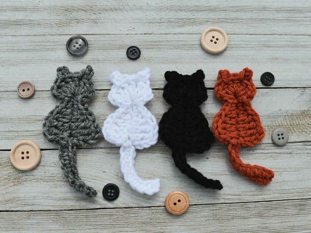 Super Simple Cat Applique Crochet Pattern, instant download pdf easy crochet pattern, kitty cat design, beginner crochet cat embellishment