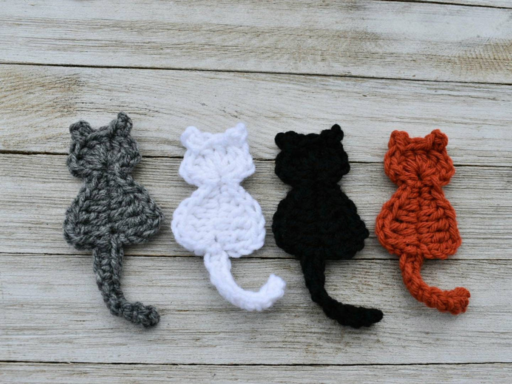 Super Simple Cat Applique Crochet Pattern, instant download pdf easy crochet pattern, kitty cat design, beginner crochet cat embellishment