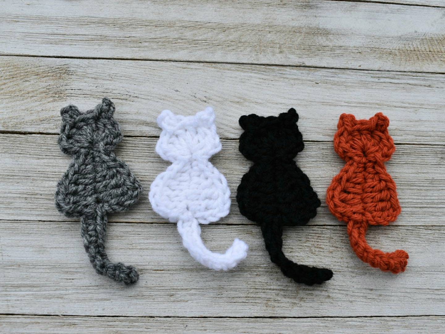 Super Simple Cat Applique Crochet Pattern, instant download pdf easy crochet pattern, kitty cat design, beginner crochet cat embellishment