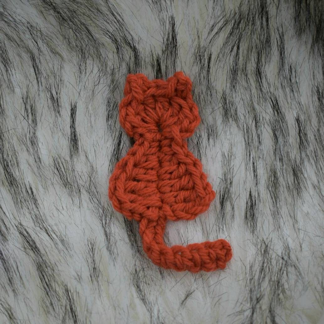 Super Simple Cat Applique Crochet Pattern, instant download pdf easy crochet pattern, kitty cat design, beginner crochet cat embellishment