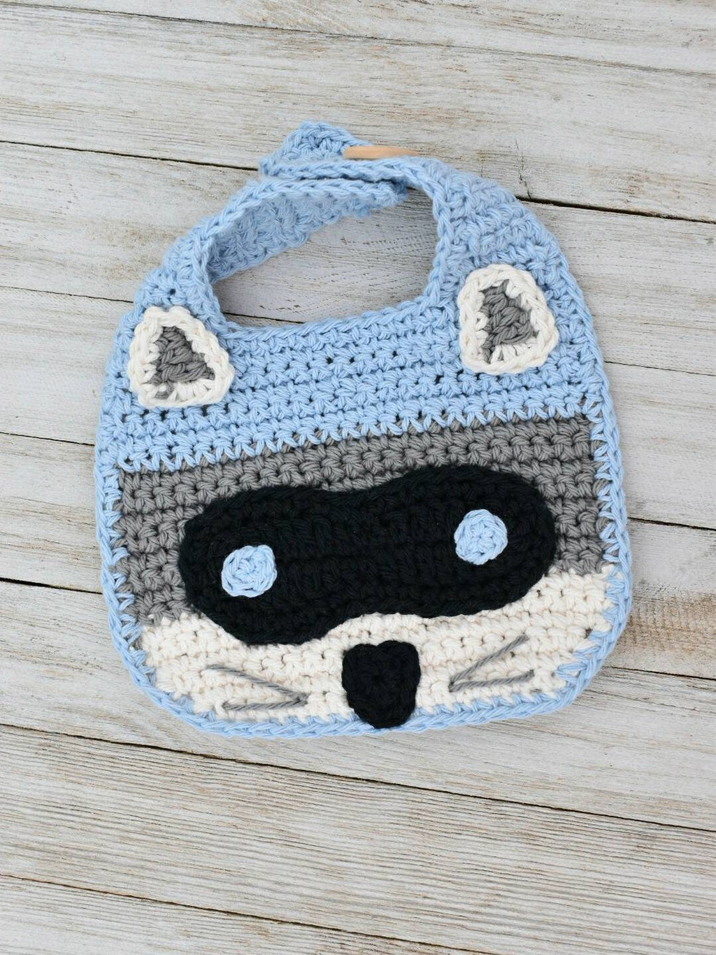 Crochet Raccoon Baby Bib Pattern, Woodland Animal (PDF Pattern)