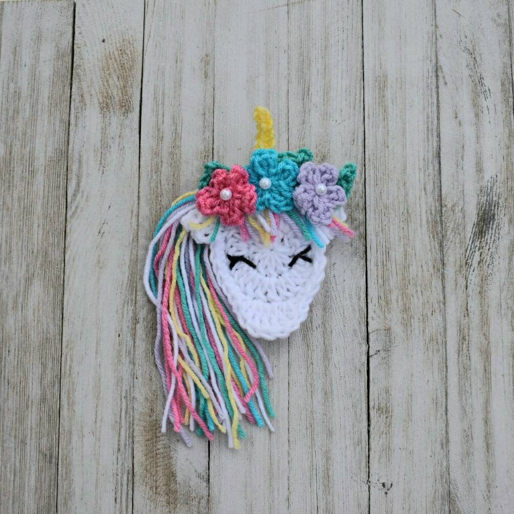 Unicorn Applique Crochet Pattern, Flower Headband (PDF Pattern)