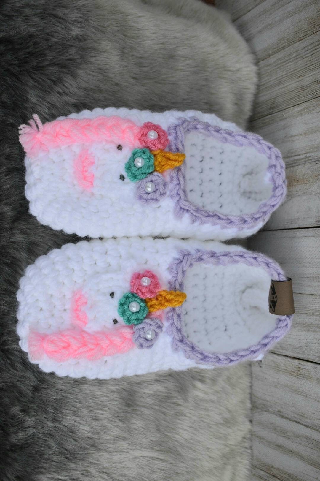 Crochet Unicorn Slippers Pattern, Kids Toddler Sizes (PDF Pattern)
