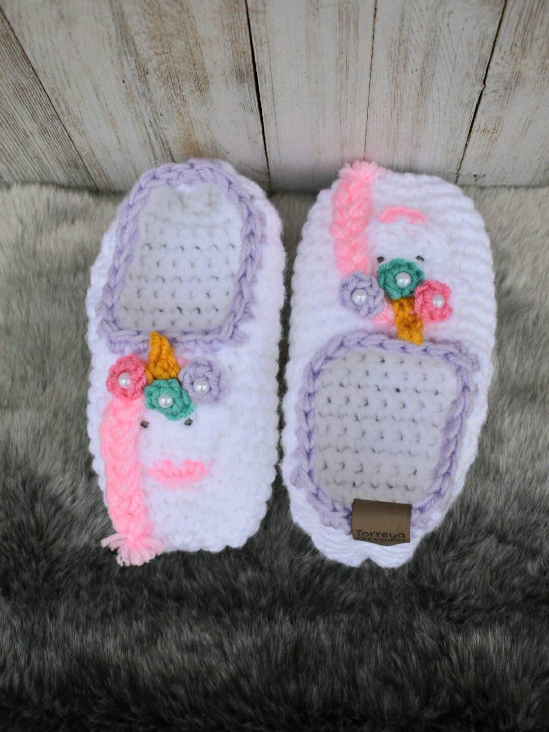 Crochet Unicorn Slippers Pattern, Kids Toddler Sizes (PDF Pattern)