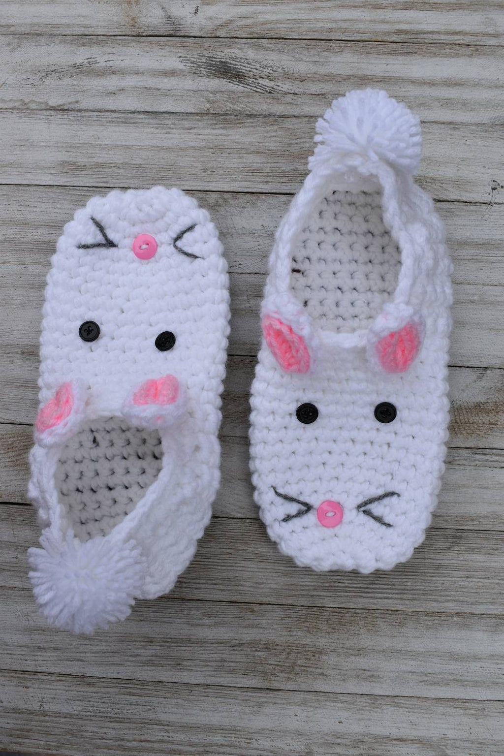 Crochet Bunny Slippers Pattern, Women's US Shoe Size (PDF Pattern)
