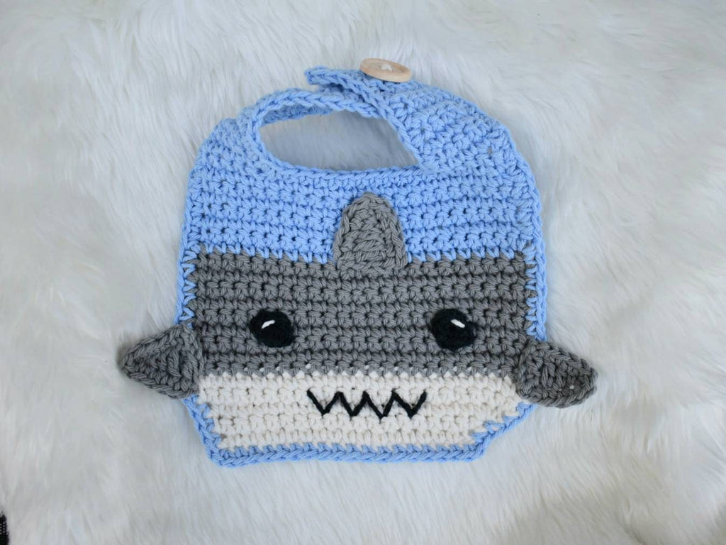 Shark Crochet Baby Bib Pattern, Cotton Drool Bib (PDF Pattern)