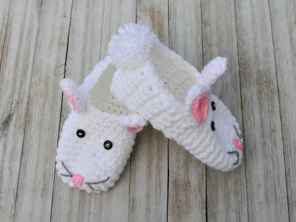 Youth Bunny Slippers Crochet Pattern, Easy Kids Crochet (PDF Pattern)