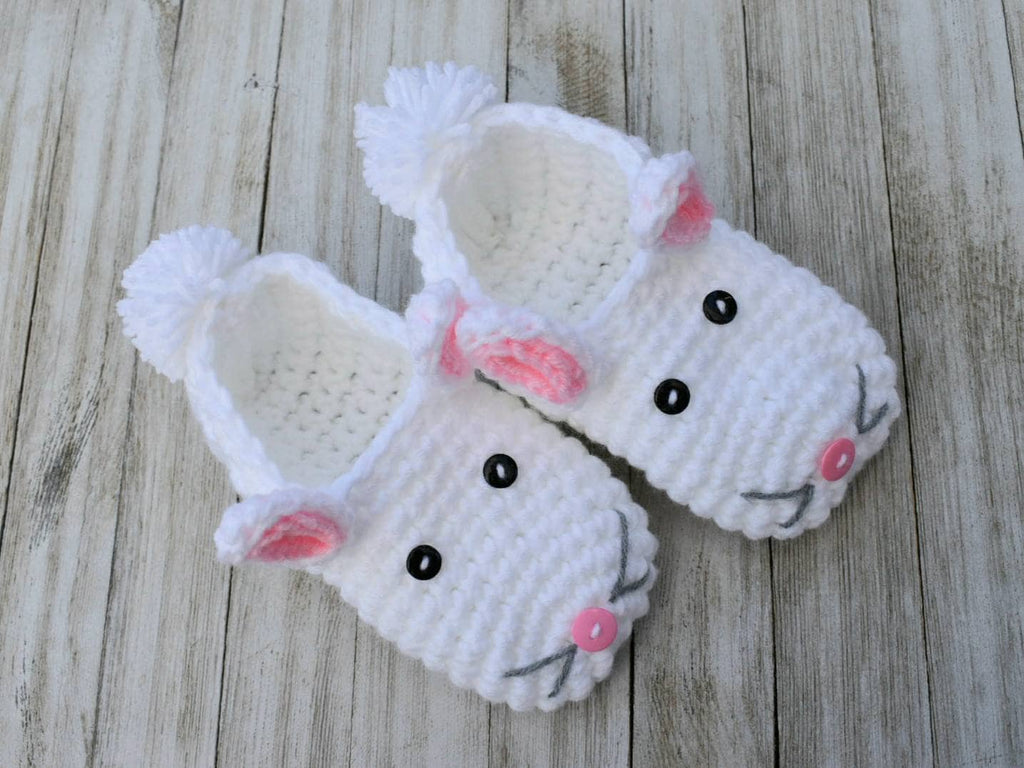 Crochet Bunny Slippers Pattern, Women's US Shoe Size (PDF Pattern)