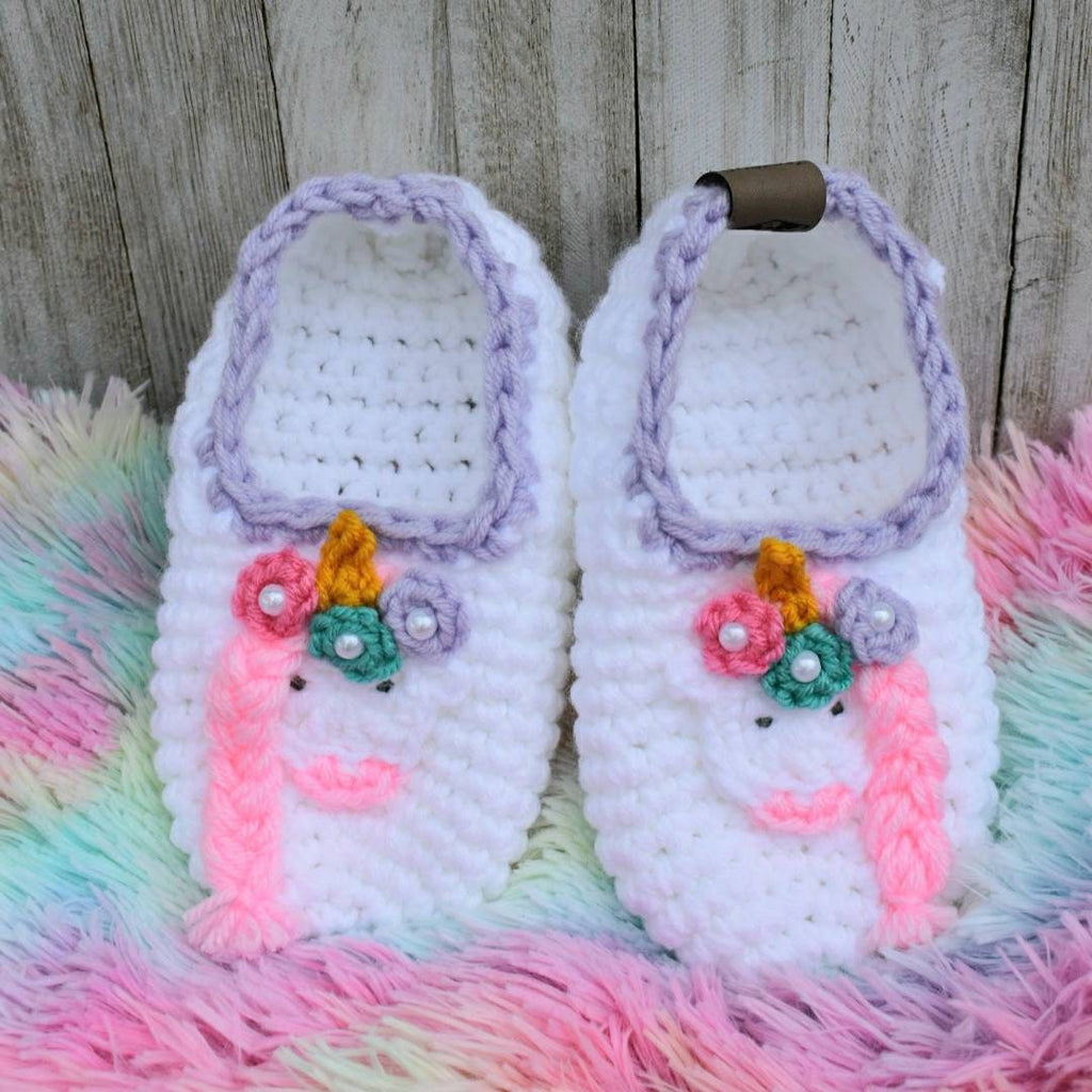 Crochet Unicorn Slippers Pattern, Kids Toddler Sizes (PDF Pattern)