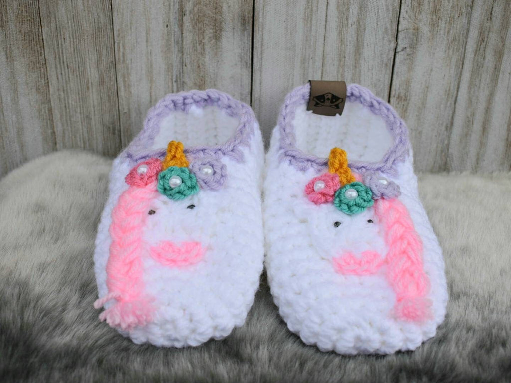 Crochet Unicorn Slippers Pattern, Kids Toddler Sizes (PDF Pattern)