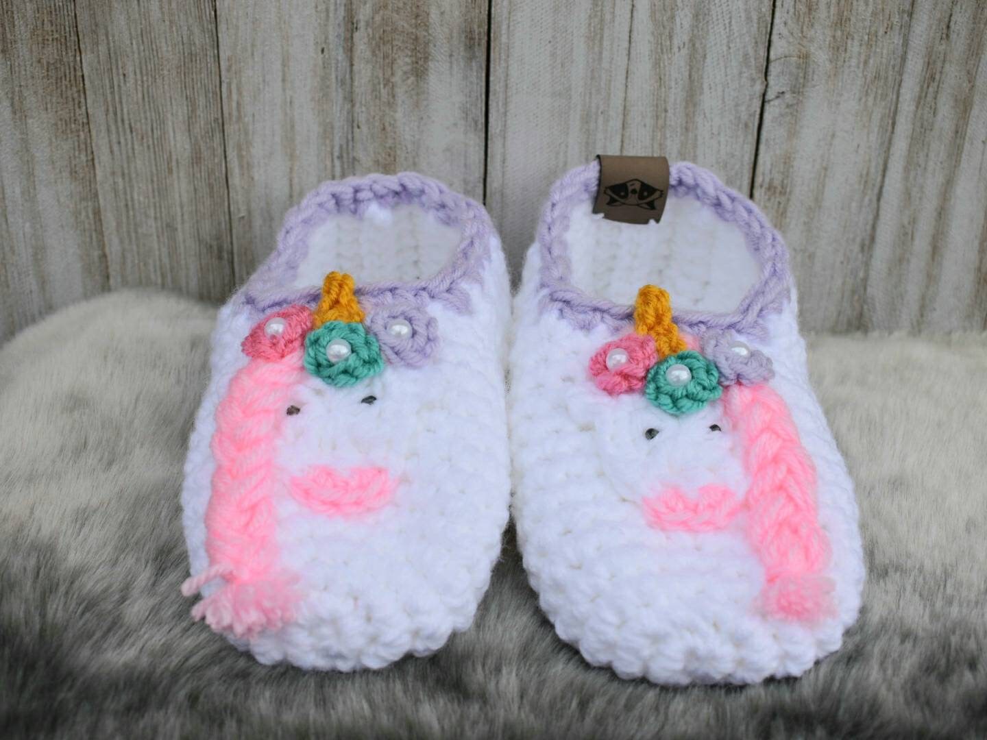 Crochet Unicorn Slippers Pattern, Kids Toddler Sizes (PDF Pattern)