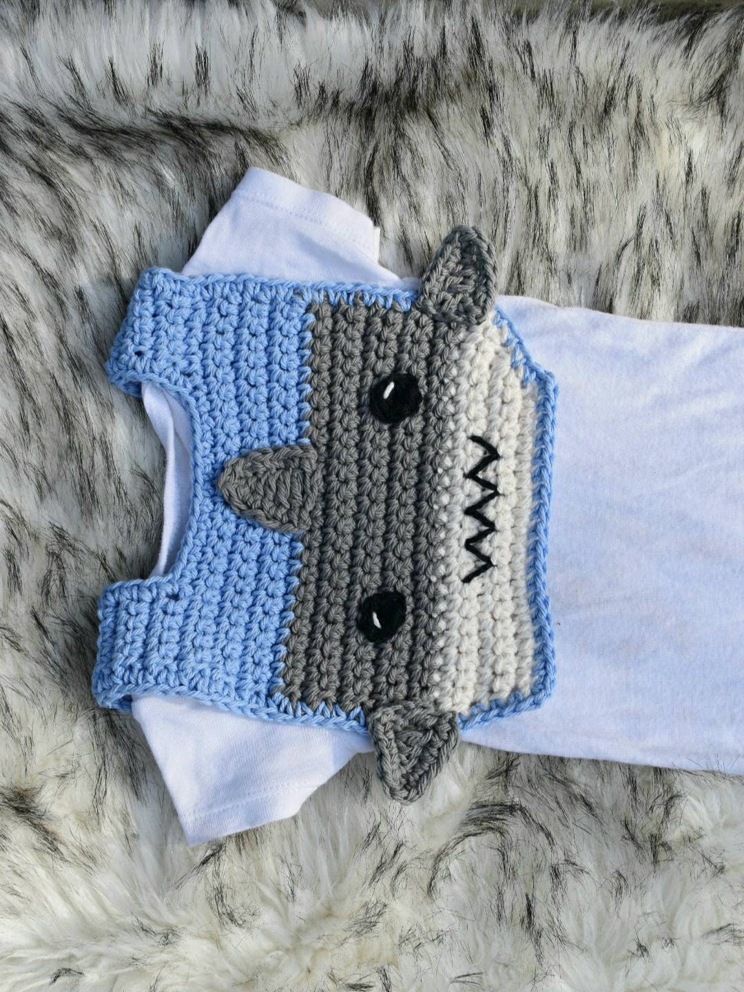 Shark Crochet Baby Bib Pattern, Cotton Drool Bib (PDF Pattern)