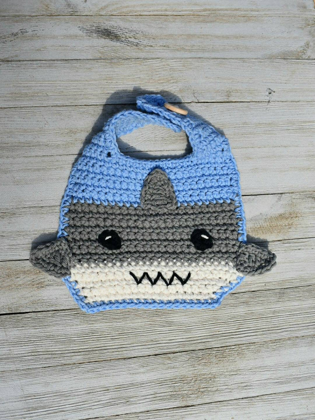 Shark Crochet Baby Bib Pattern, Cotton Drool Bib (PDF Pattern)