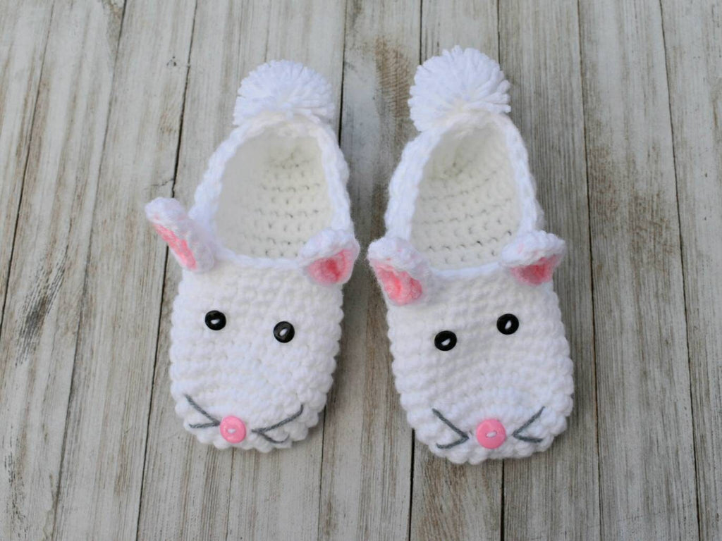 Youth Bunny Slippers Crochet Pattern, Easy Kids Crochet (PDF Pattern)