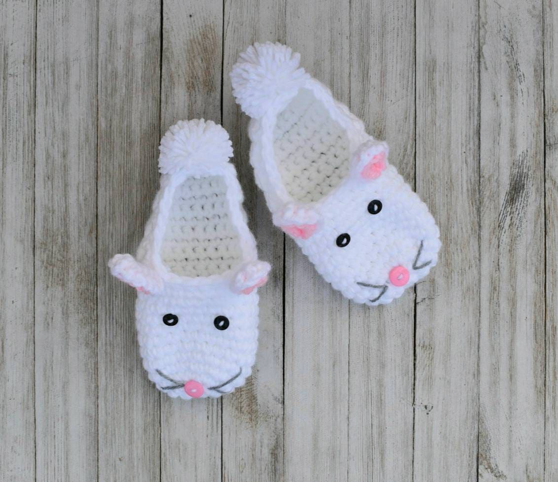 Crochet Bunny Slippers Pattern, Women's US Shoe Size (PDF Pattern)