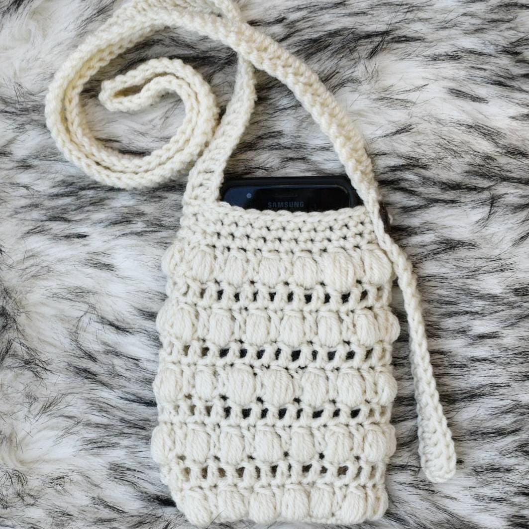 Crochet Phone Bag Pattern, Easy Puff Stitch Purse (PDF Pattern)