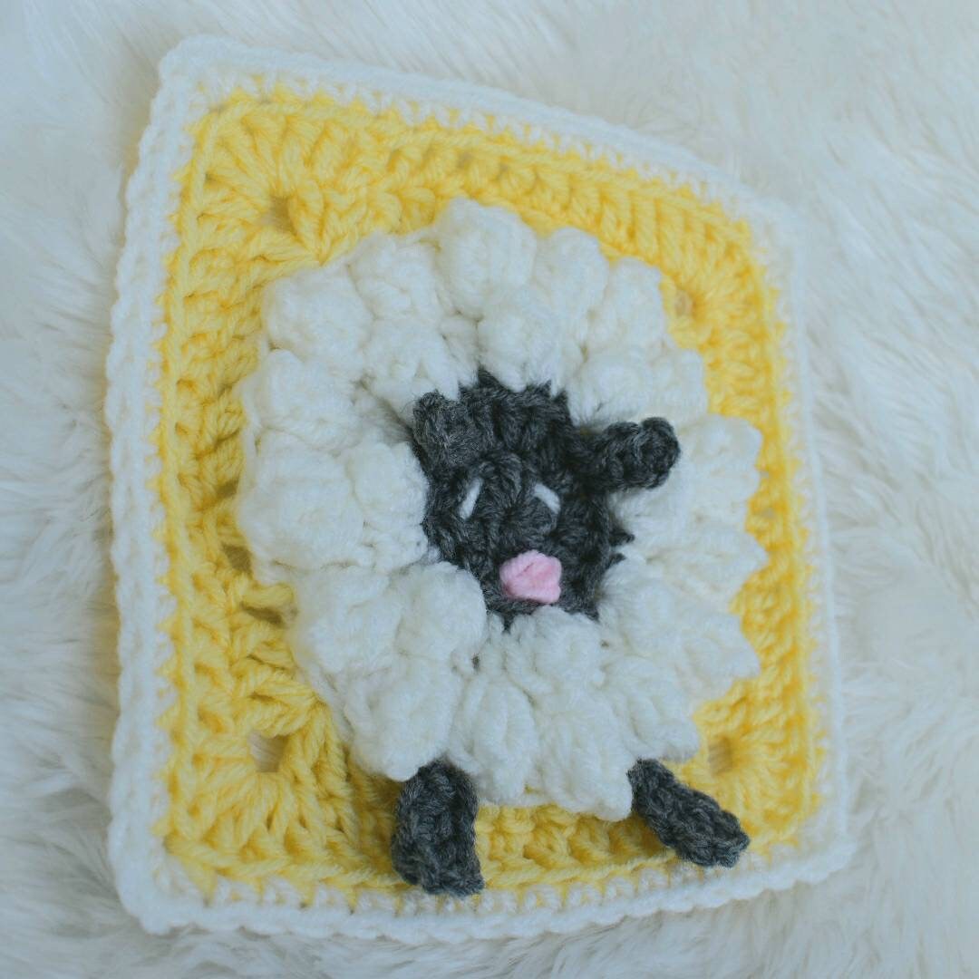 Sheep Granny Square Crochet Pattern, Easy Lamb Design (PDF Pattern)