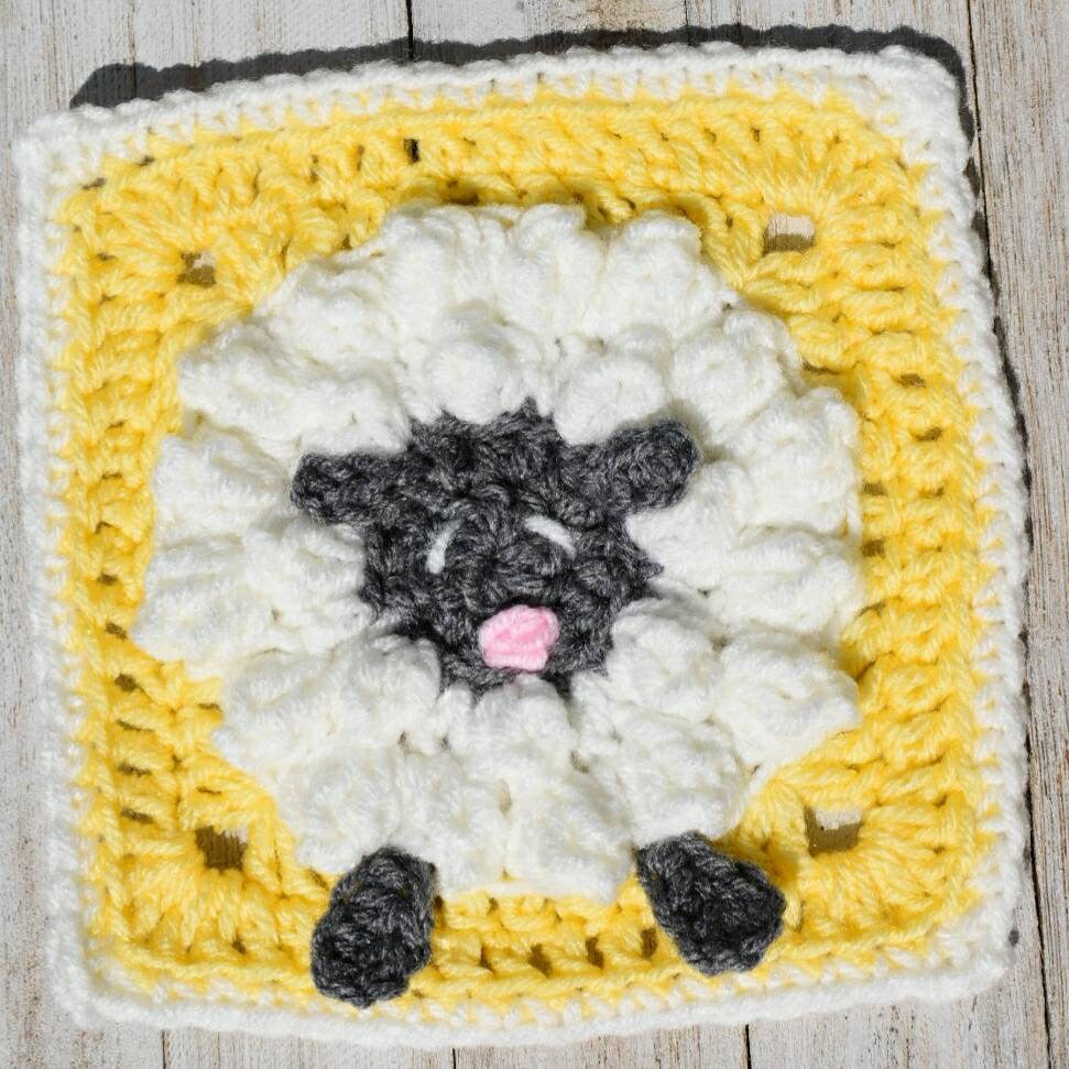 Sheep Granny Square Crochet Pattern, Easy Lamb Design (PDF Pattern)
