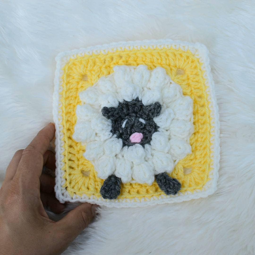 Sheep Granny Square Crochet Pattern, Easy Lamb Design (PDF Pattern)