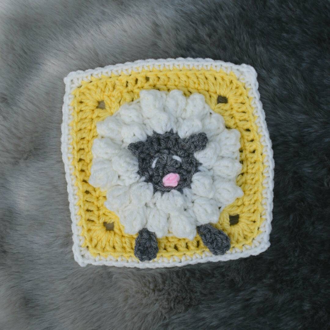 Sheep Granny Square Crochet Pattern, Easy Lamb Design (PDF Pattern)