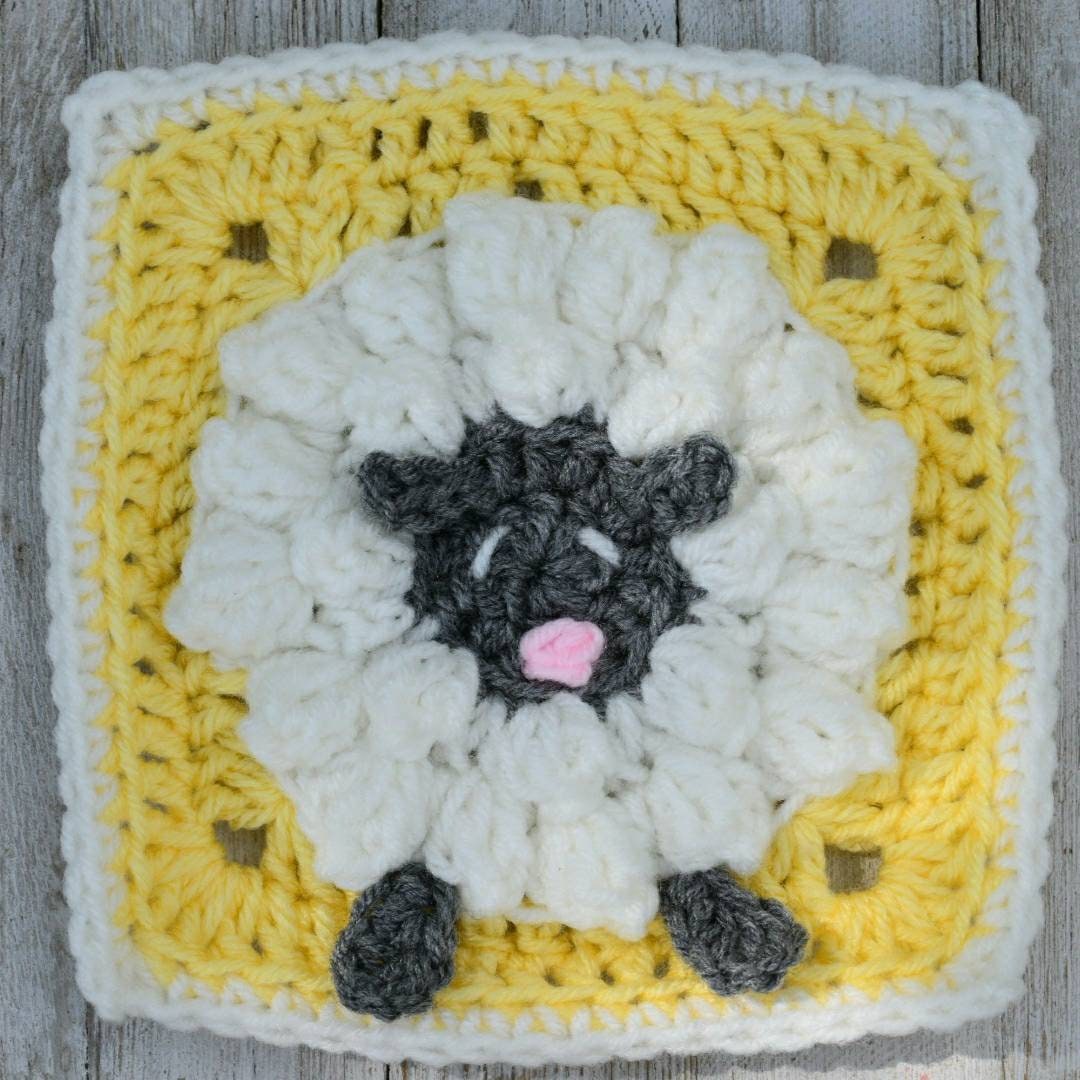 Sheep Granny Square Crochet Pattern, Easy Lamb Design (PDF Pattern)