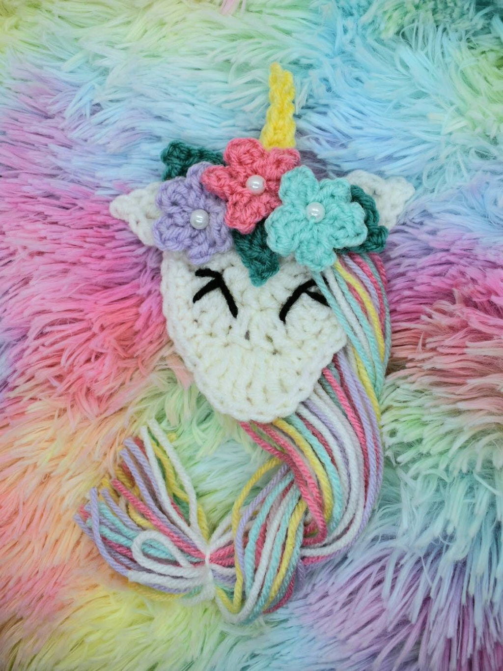 Unicorn Applique Crochet Pattern, Flower Headband (PDF Pattern)