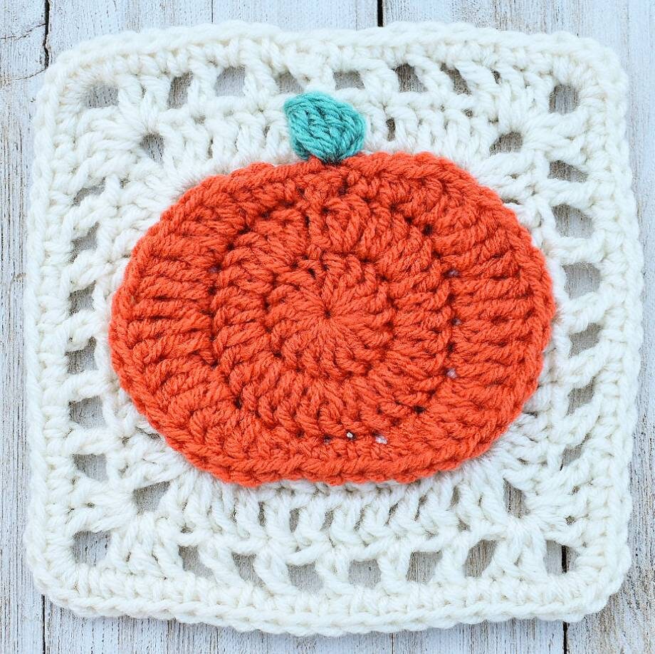 Pumpkin Granny Square Crochet Pattern, Fall Blanket Afghan (PDF Pattern)
