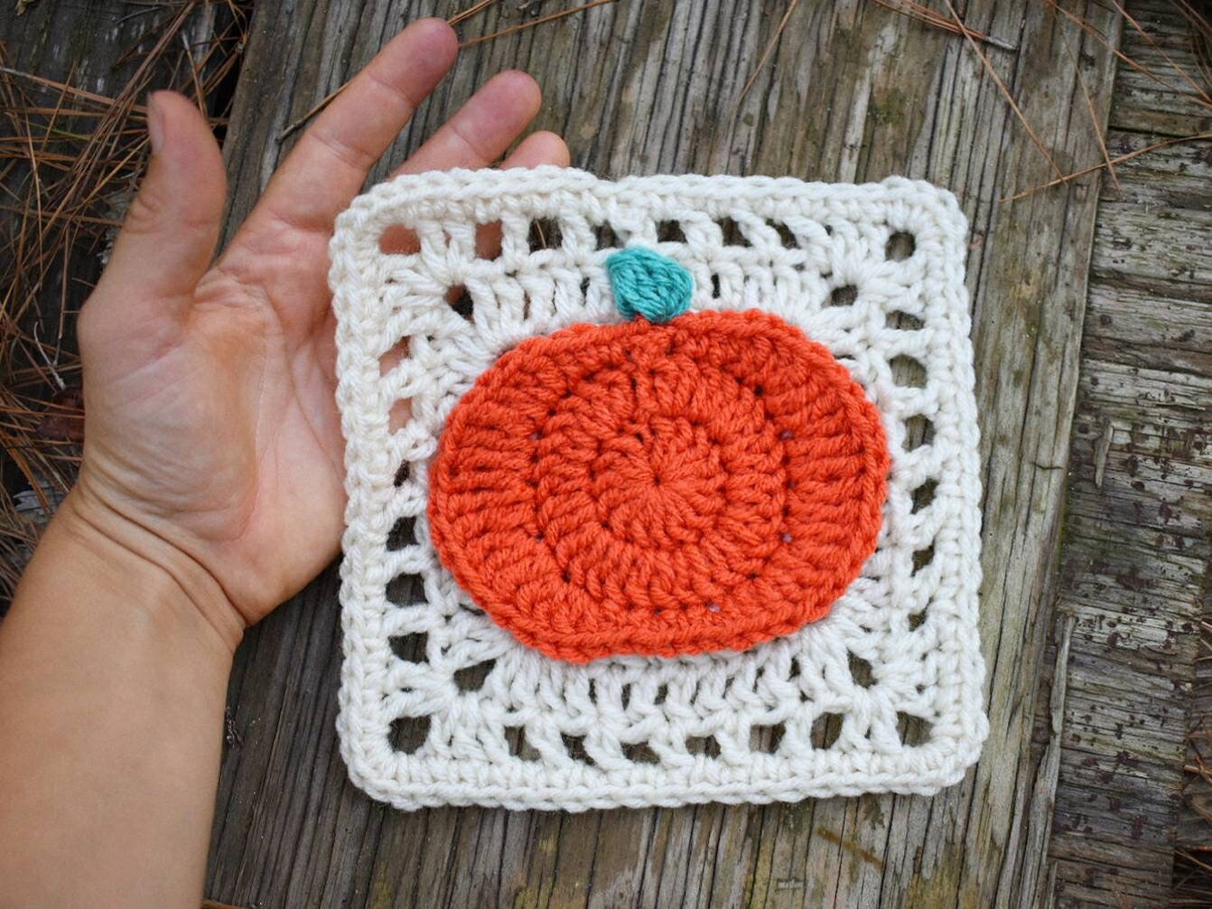 Pumpkin Granny Square Crochet Pattern, Fall Blanket Afghan (PDF Pattern)