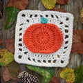 Pumpkin Granny Square Crochet Pattern, Fall Blanket Afghan (PDF Pattern)