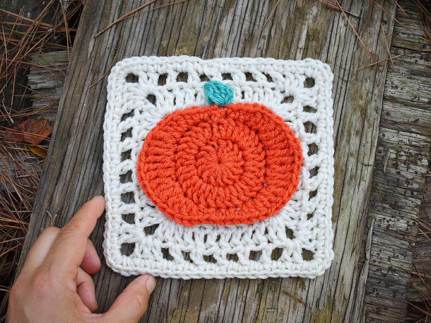 Pumpkin Granny Square Crochet Pattern, Fall Blanket Afghan (PDF Pattern)