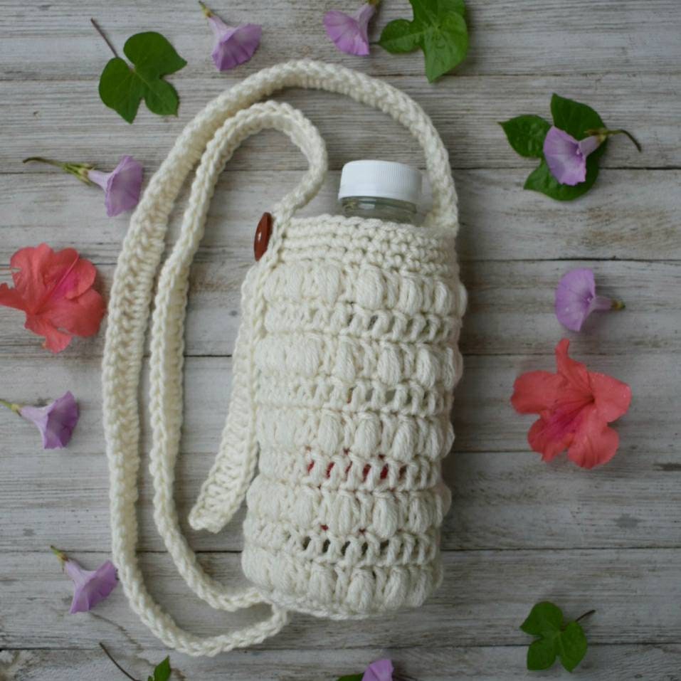 Crochet Water Bottle Holder Pattern, Adjustable Strap Beverage Bag (Digital PDF)