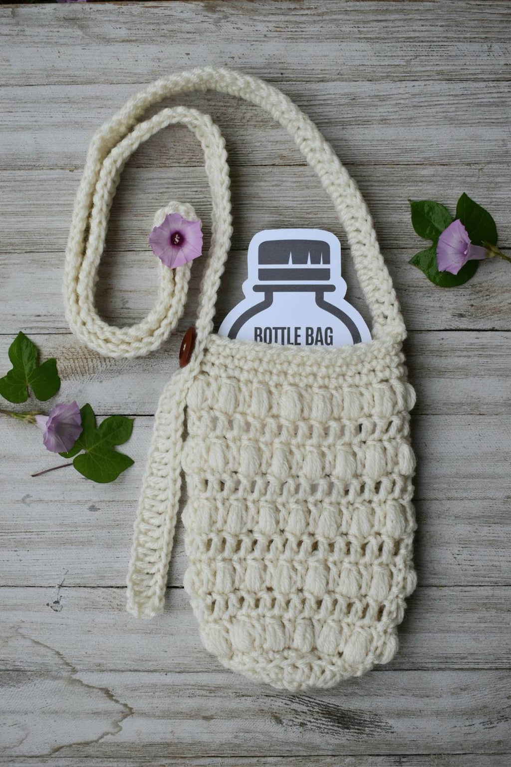 Crochet Water Bottle Holder Pattern, Adjustable Strap Beverage Bag (Digital PDF)