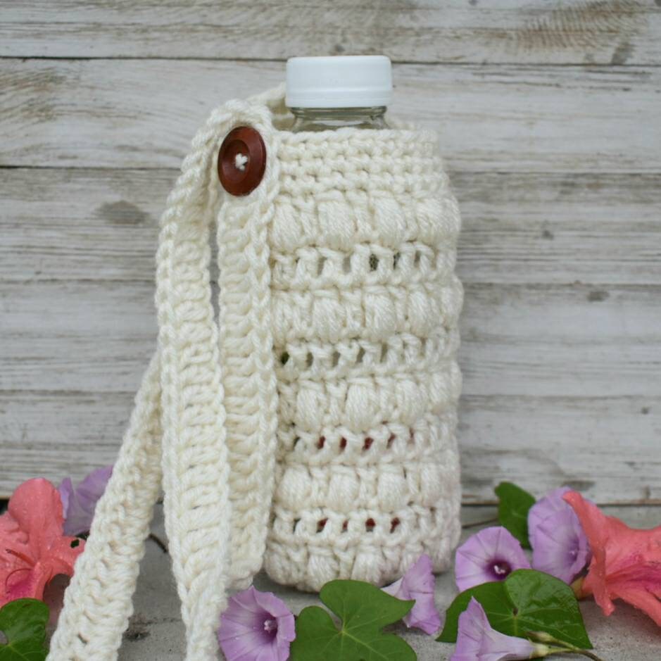 Crochet Water Bottle Holder Pattern, Adjustable Strap Beverage Bag (Digital PDF)