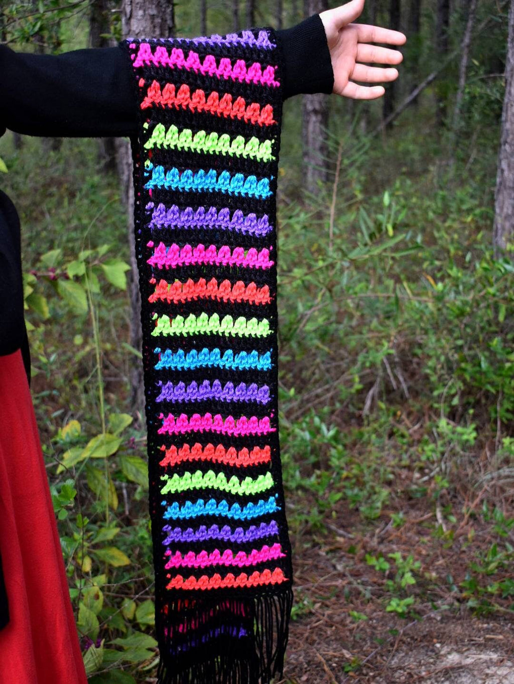 Child's Neon Crochet Scarf Pattern, Rainbow Stripes (PDF Pattern)