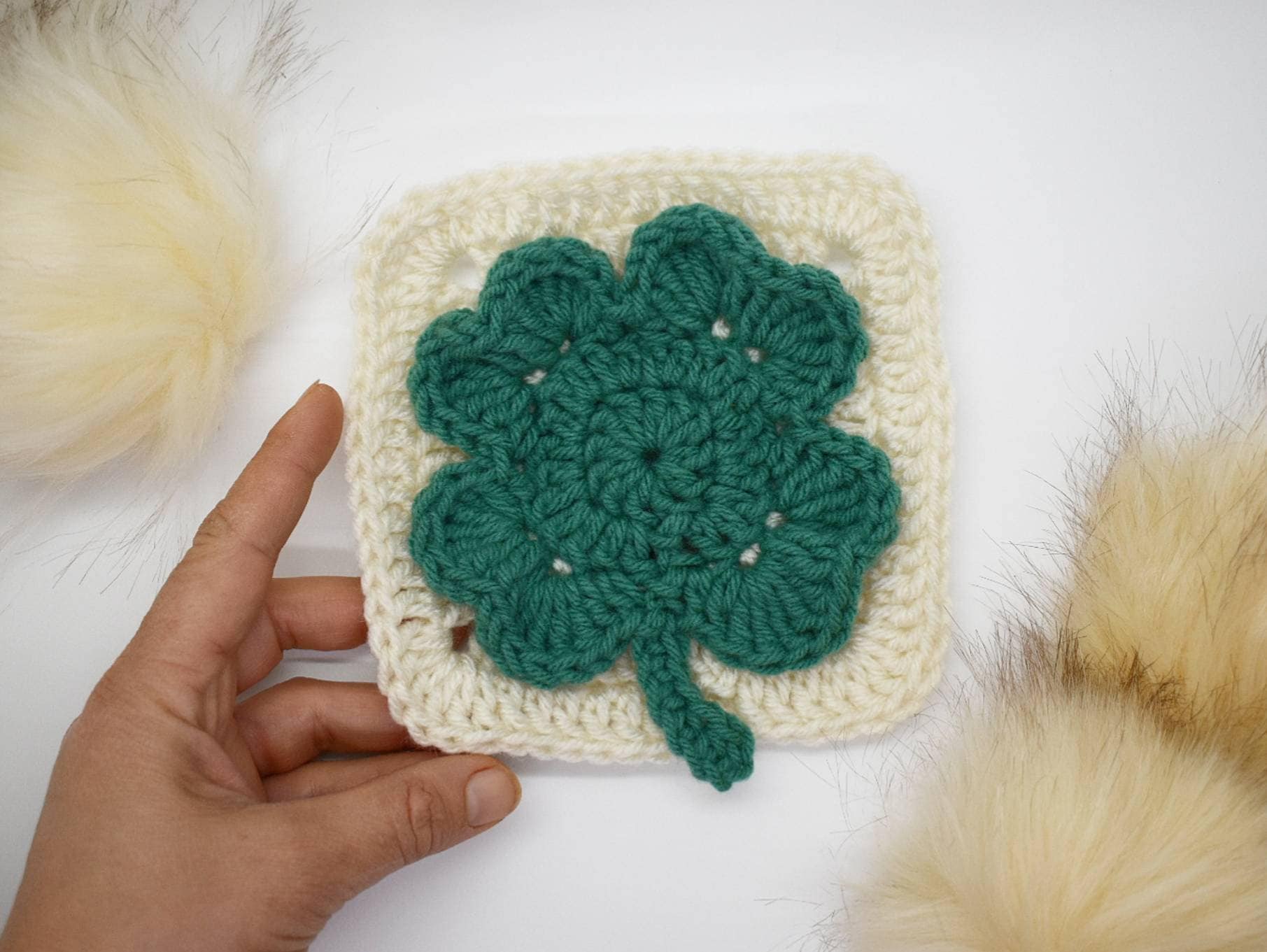 Large Four Leaf Clover Granny Square crochet pattern, St. Patrick's Day holiday crochet pattern, lucky charm digital pattern