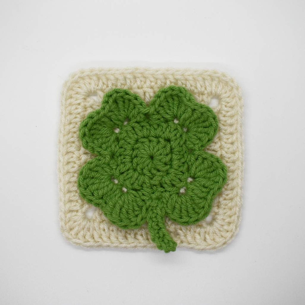 Large Four Leaf Clover Granny Square crochet pattern, St. Patrick's Day holiday crochet pattern, lucky charm digital pattern