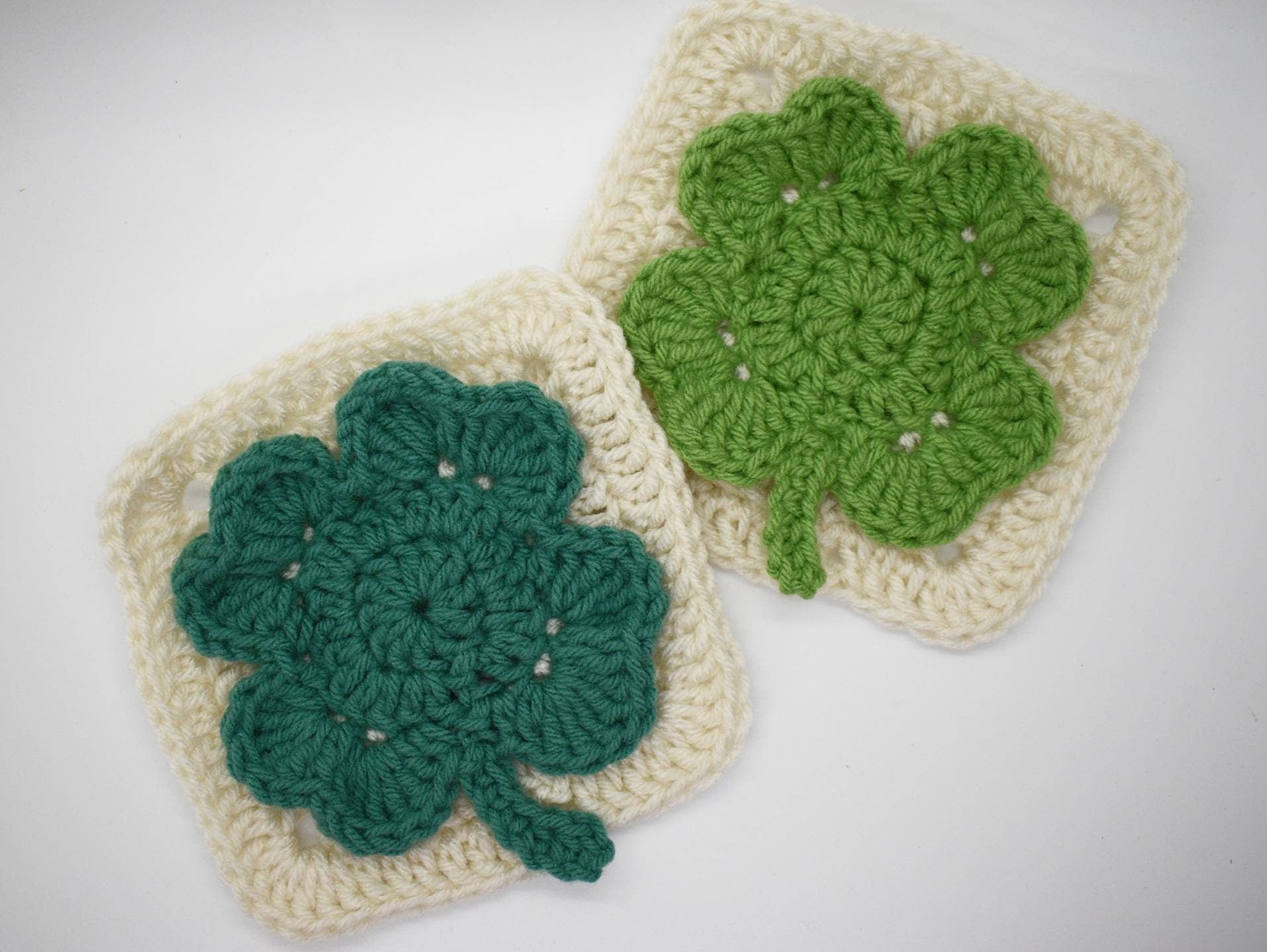 Large Four Leaf Clover Granny Square crochet pattern, St. Patrick's Day holiday crochet pattern, lucky charm digital pattern