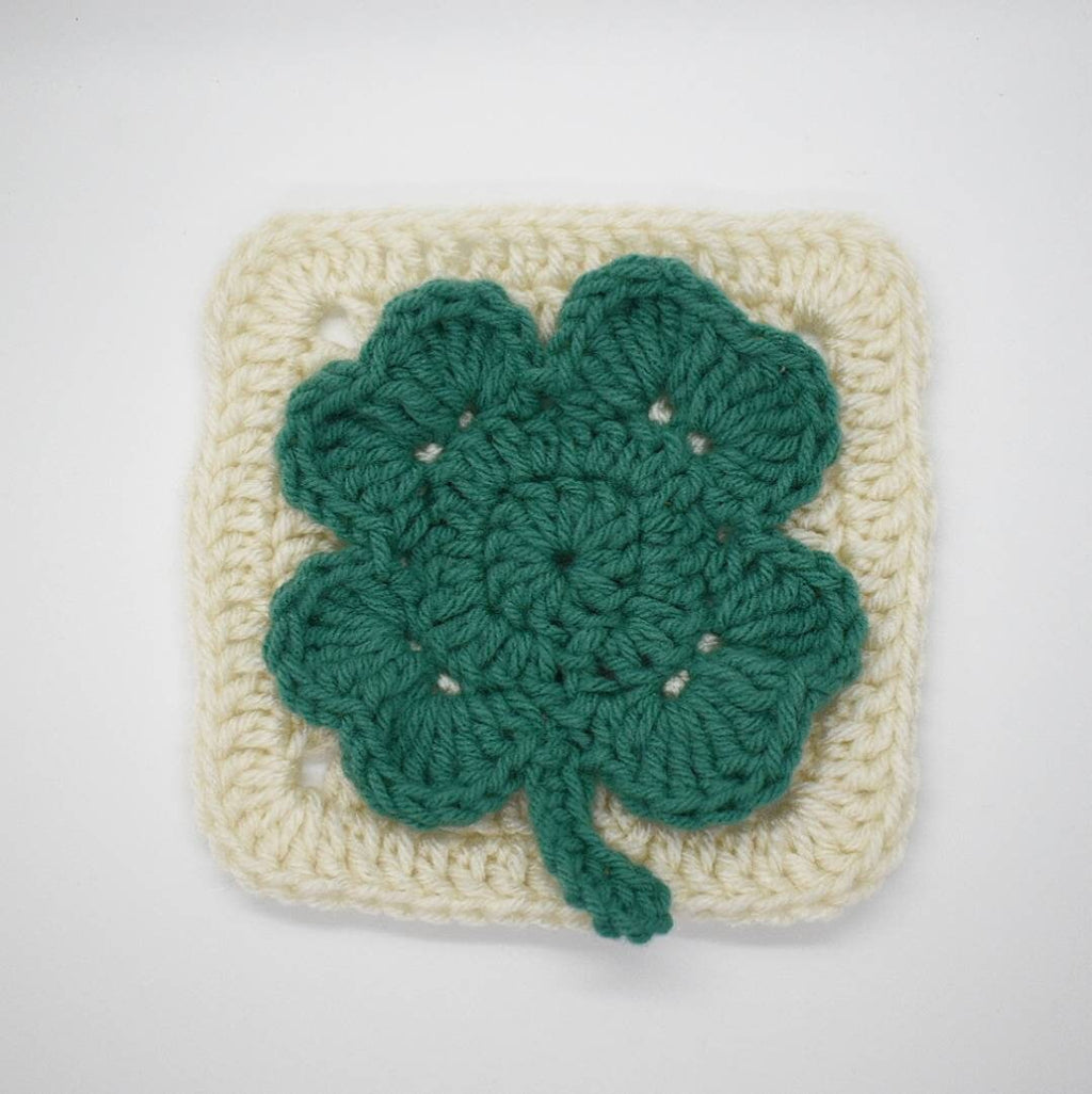 Large Four Leaf Clover Granny Square crochet pattern, St. Patrick's Day holiday crochet pattern, lucky charm digital pattern