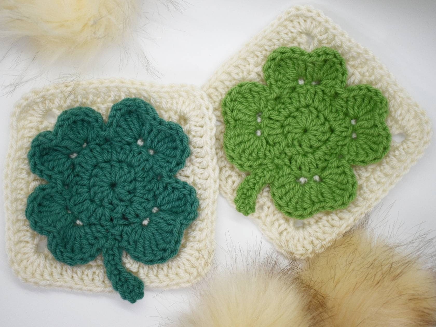 Large Four Leaf Clover Granny Square crochet pattern, St. Patrick's Day holiday crochet pattern, lucky charm digital pattern