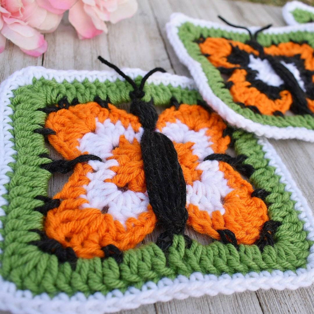 Butterfly Granny Square Crochet Pattern – Afghan Block (Digital Download)