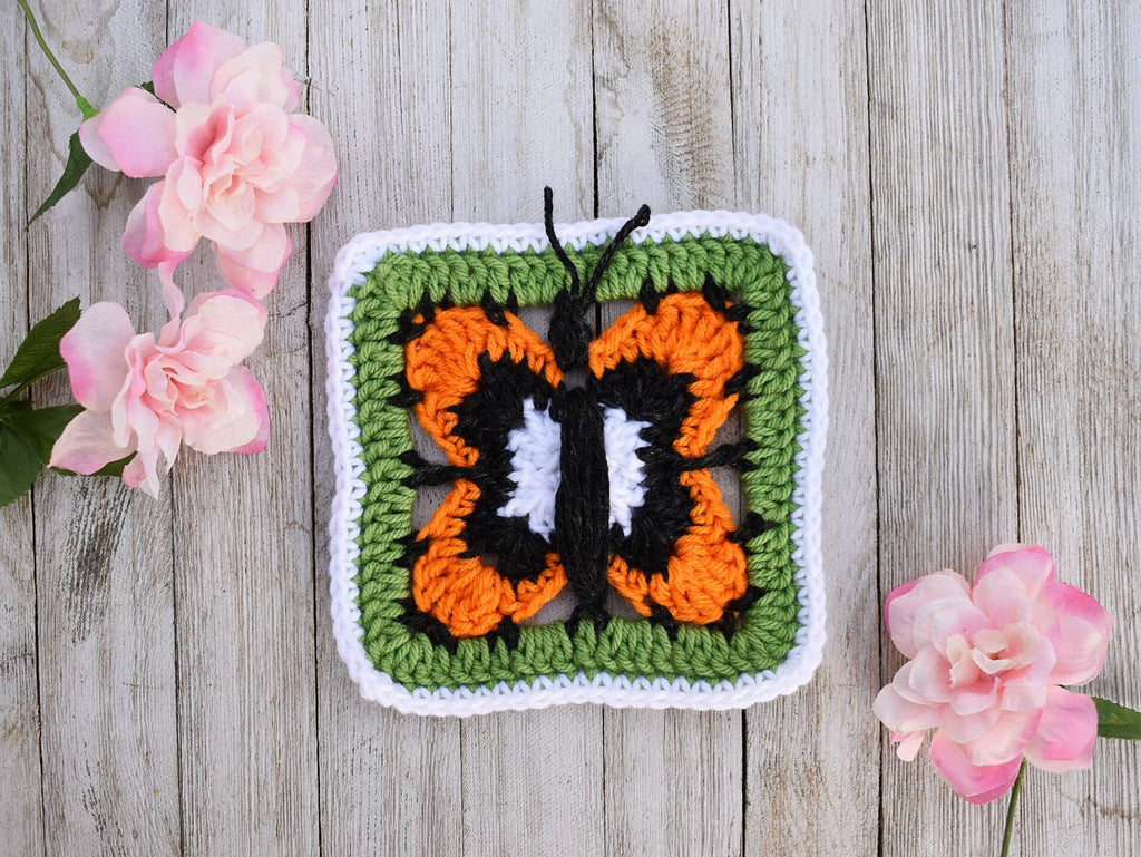 Butterfly Granny Square Crochet Pattern – Afghan Block (Digital Download)