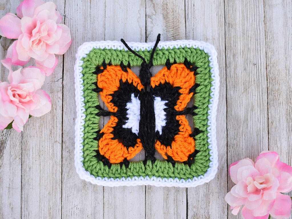Butterfly Granny Square Crochet Pattern – Afghan Block (Digital Download)