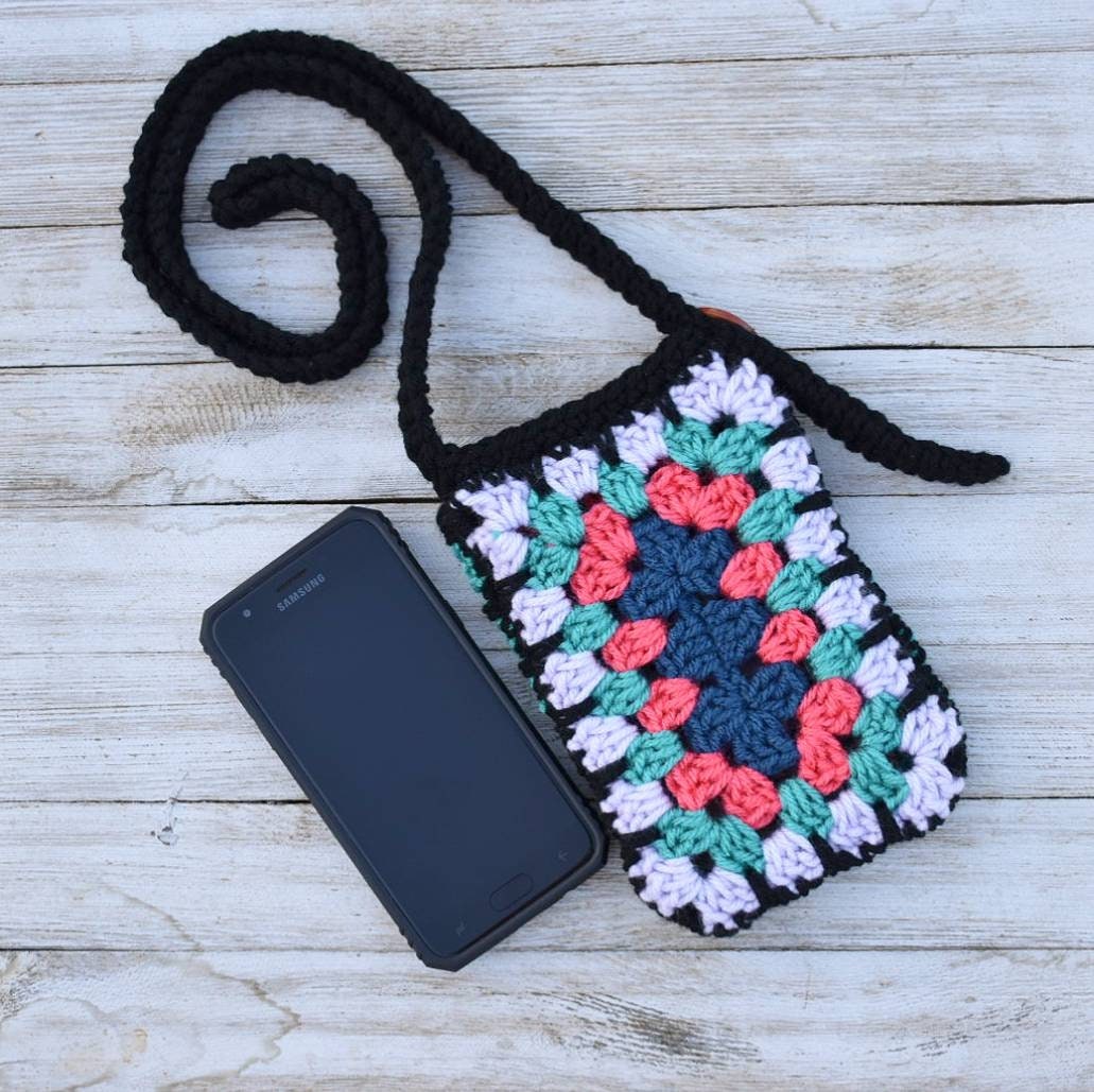Crochet Granny Square Phone Bag Pattern, Crossbody Purse (PDF Pattern)