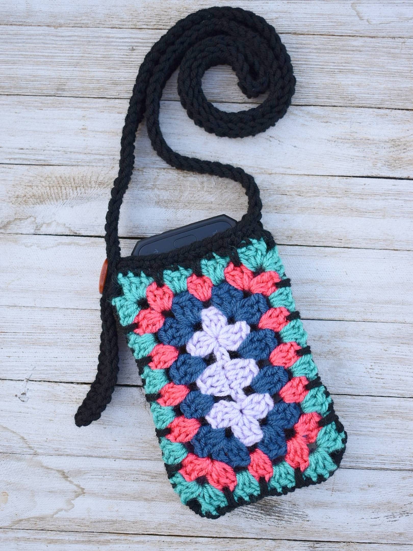 Crochet Granny Square Phone Bag Pattern, Crossbody Purse (PDF Pattern)