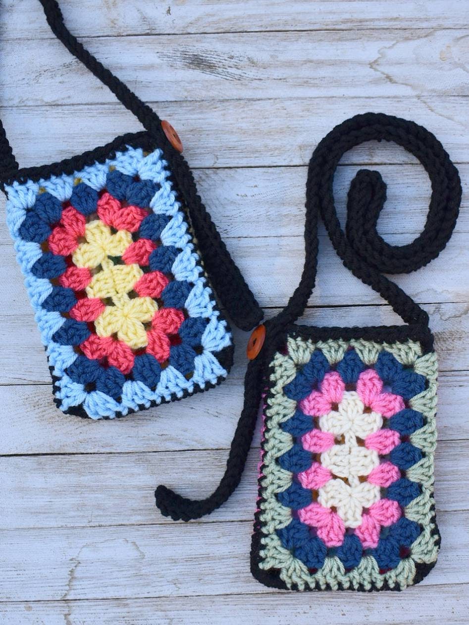Crochet Granny Square Phone Bag Pattern, Crossbody Purse (PDF Pattern)