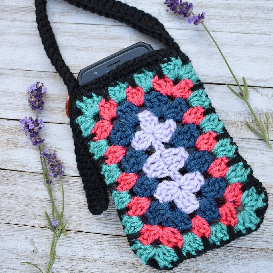 Crochet Granny Square Phone Bag Pattern, Crossbody Purse (PDF Pattern)