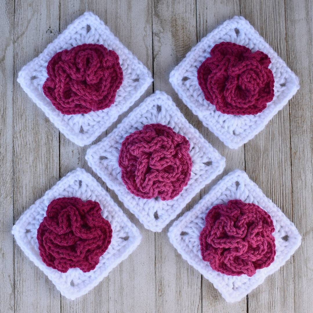 Celosia Flower Granny Square Crochet Pattern (PDF Pattern)