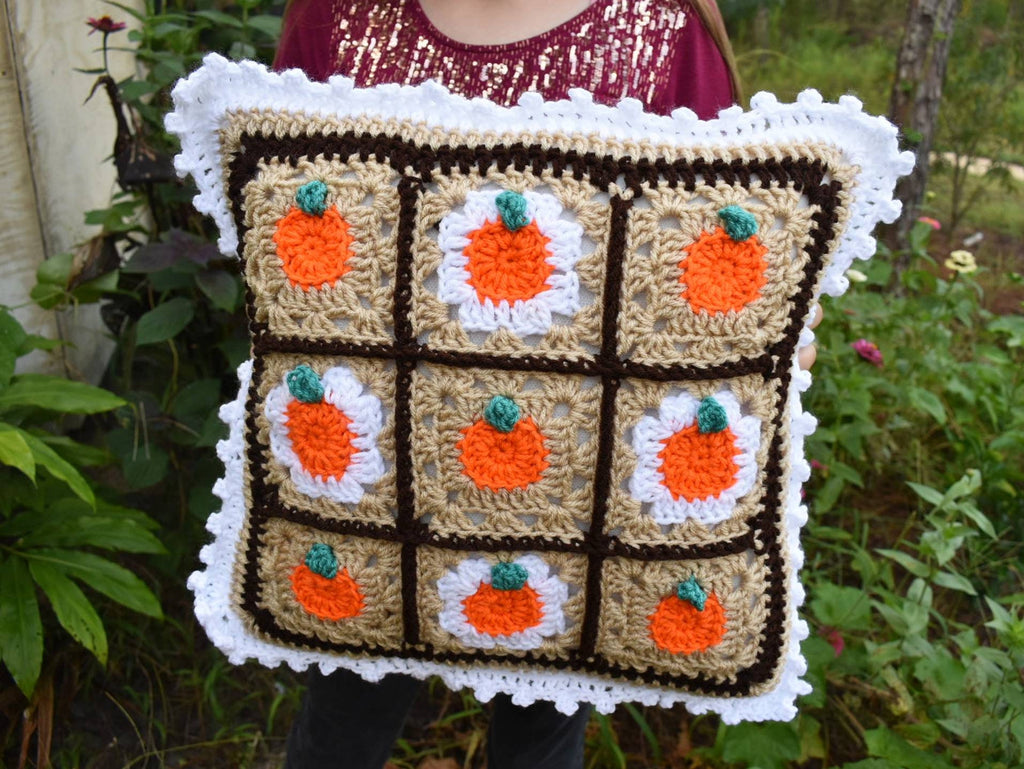 Pumpkin Granny Square Crochet Pattern, Easy Beginner (PDF Pattern)