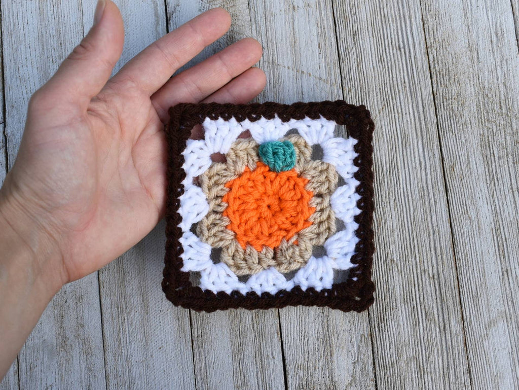 Pumpkin Granny Square Crochet Pattern, Easy Beginner (PDF Pattern)
